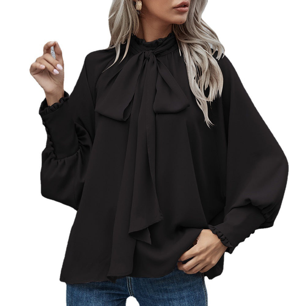 Casual High Neck Long Sleeves Blouses