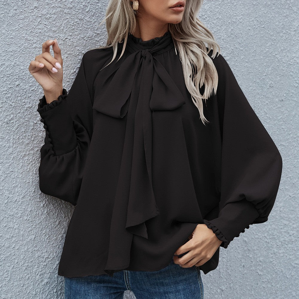 Casual High Neck Long Sleeves Blouses