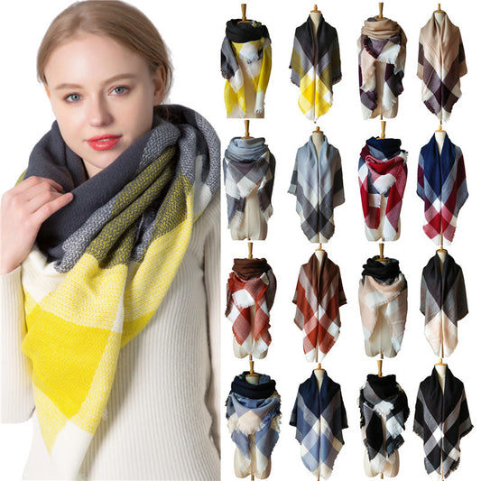 Winter Warm Plaid Scarves for Women