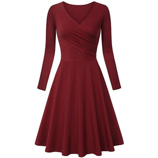 Elegant V Neck Long Sleeves Dresses