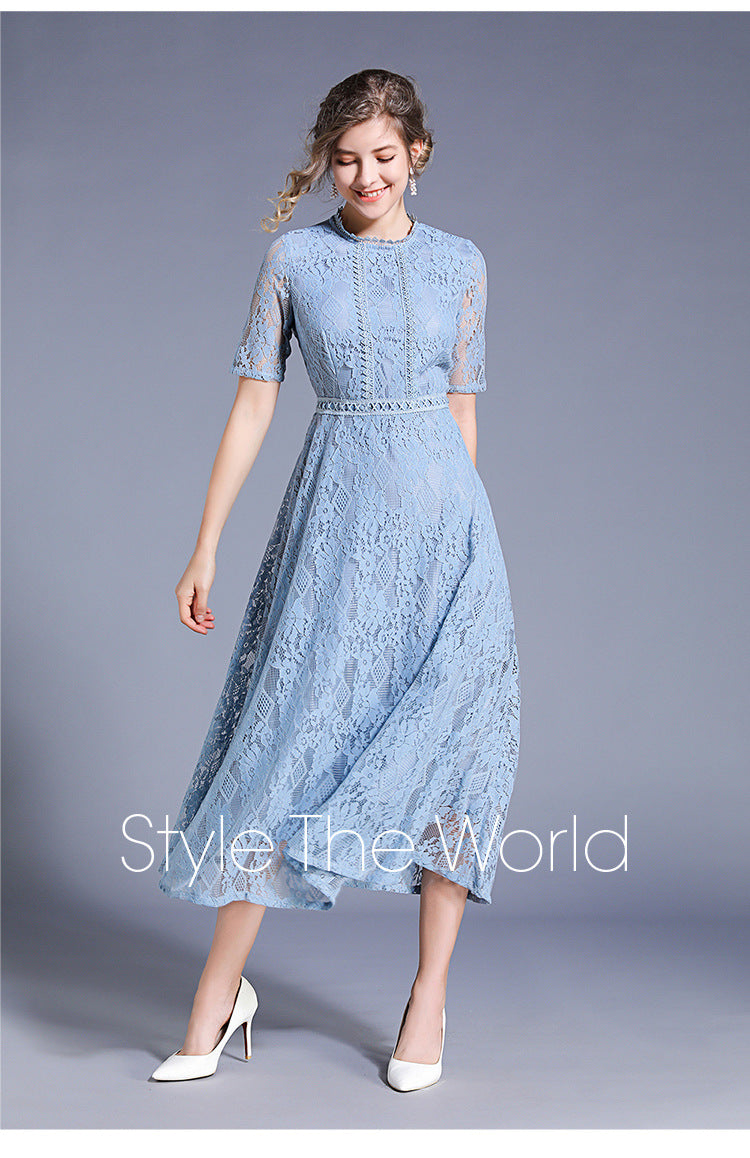 Summer Short Sleeves Women Lace Dresses