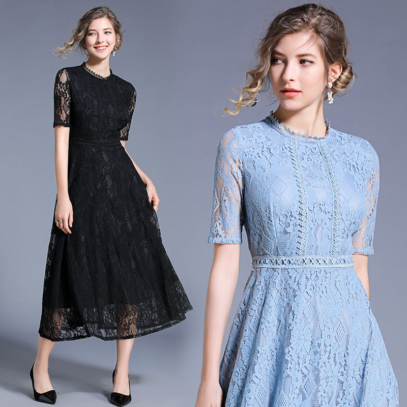 Summer Short Sleeves Women Lace Dresses