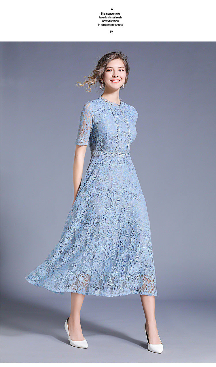 Summer Short Sleeves Women Lace Dresses