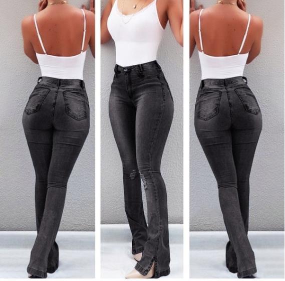 Casual Broken Holes Women Trumpet Jeans