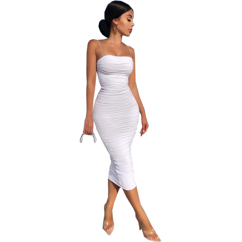 Fashion Pleated Long Sheath Dresses for Women