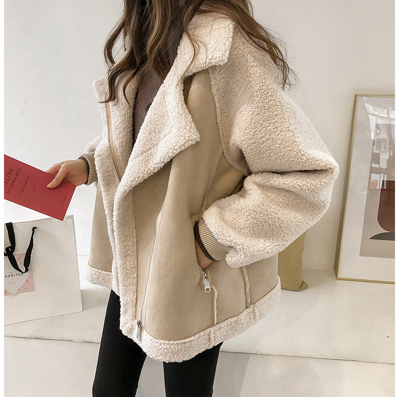 Fashion Leather with Fur Short Jackets Coats