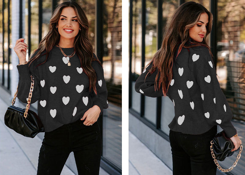 Casual Sweetheart Design Pullover Knitted Sweaters