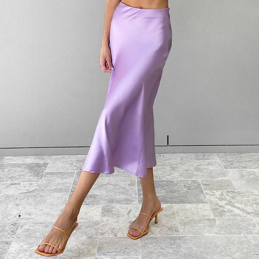 Sexy Satin High Waist Sheath Skirts