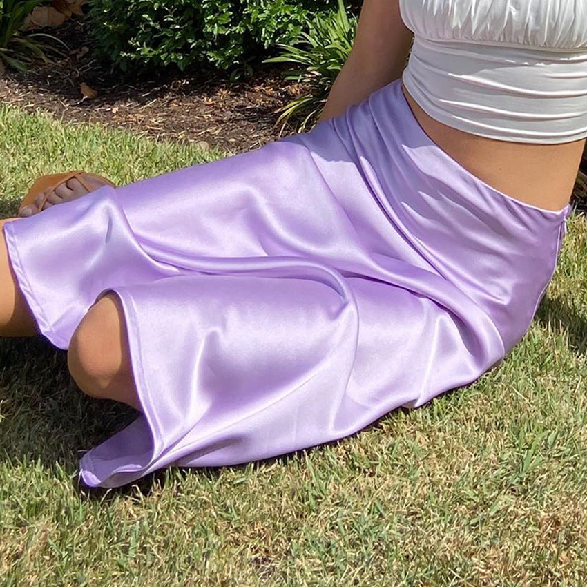 Sexy Satin High Waist Sheath Skirts