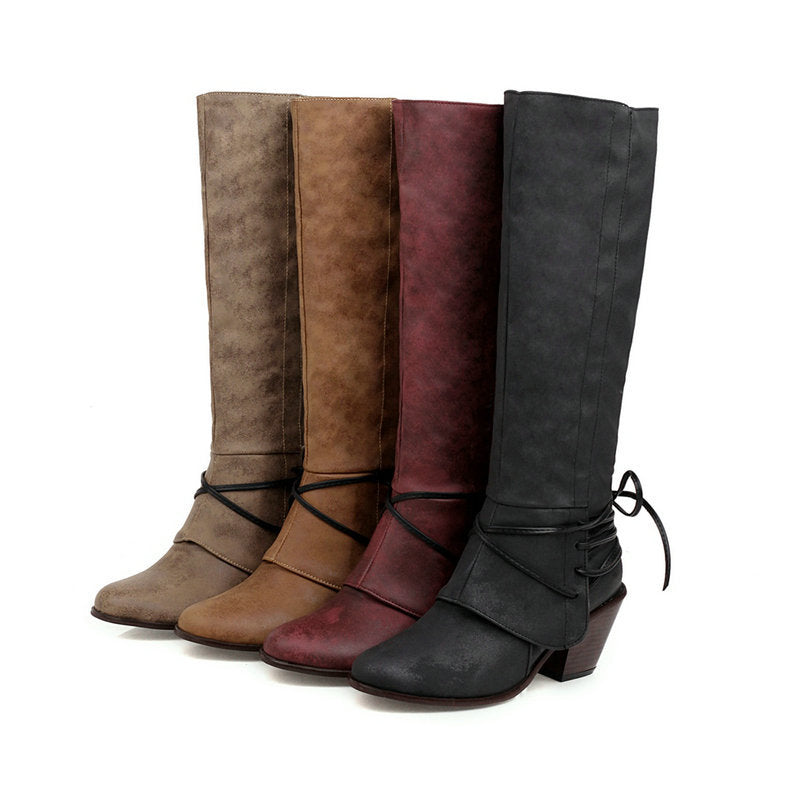 Fashion Chunky Heels Women Plus Sizes Martin Boots