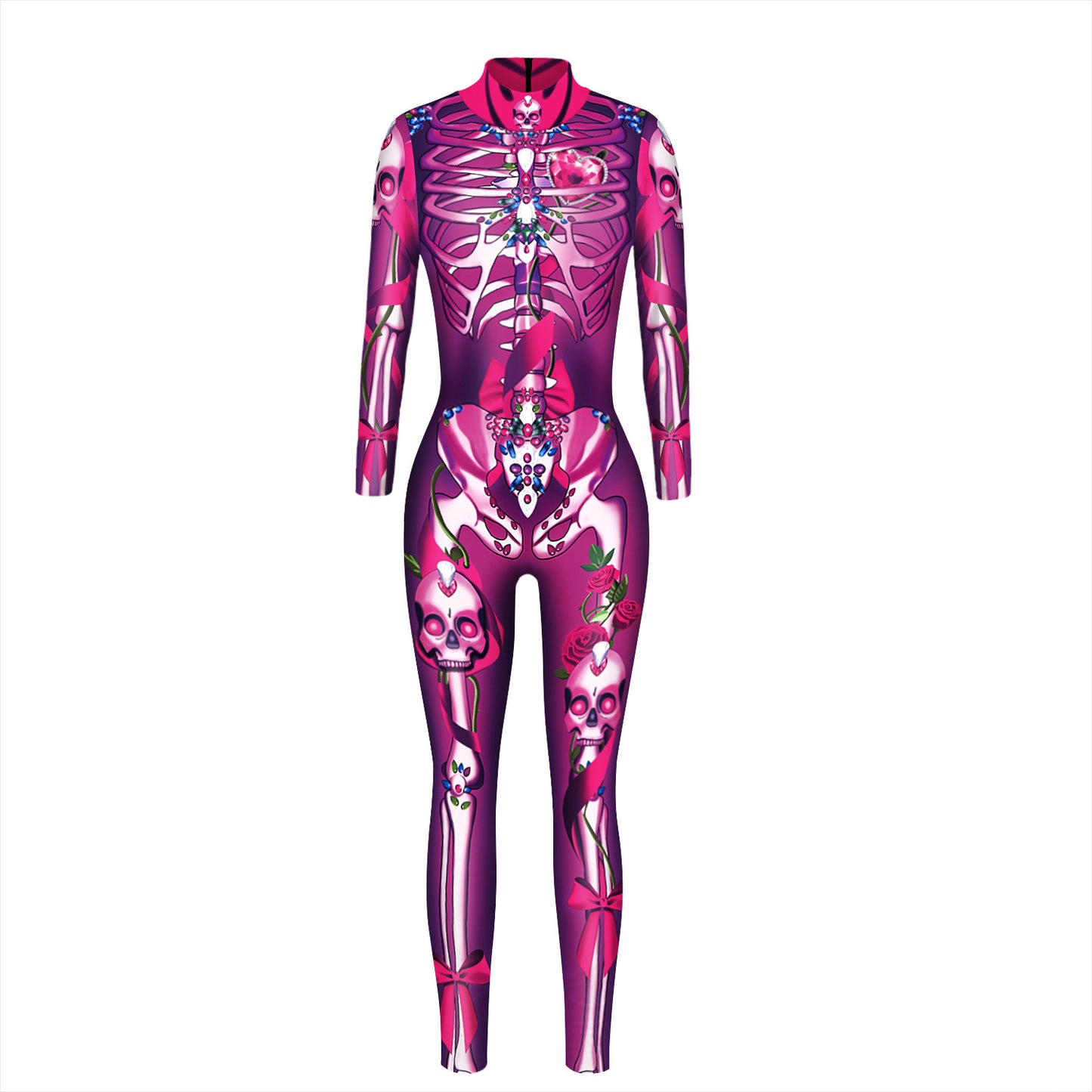 Halloween 3d Skeleton Long Sleeves Cosplay Costumes Jumpsuits