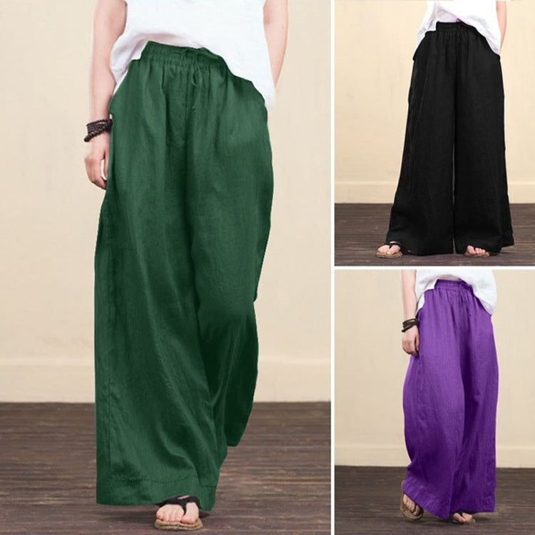 Casual Linen Wide Legs Pants for Women