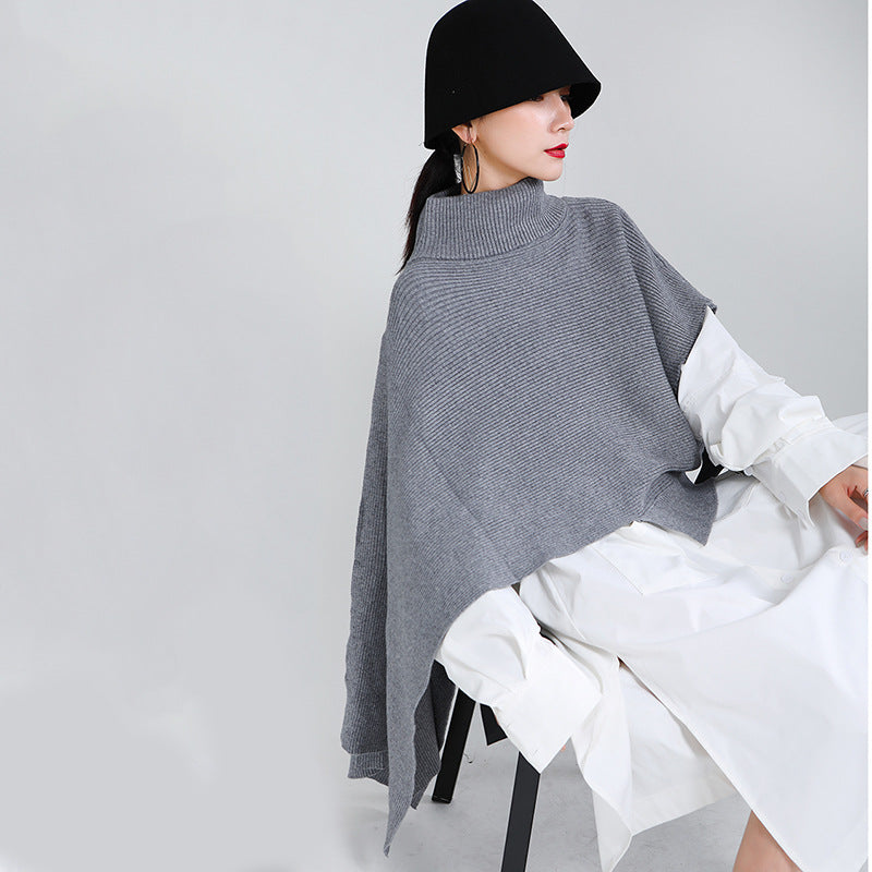Designed Batwing Pullover Irregular Knitted Sweaters