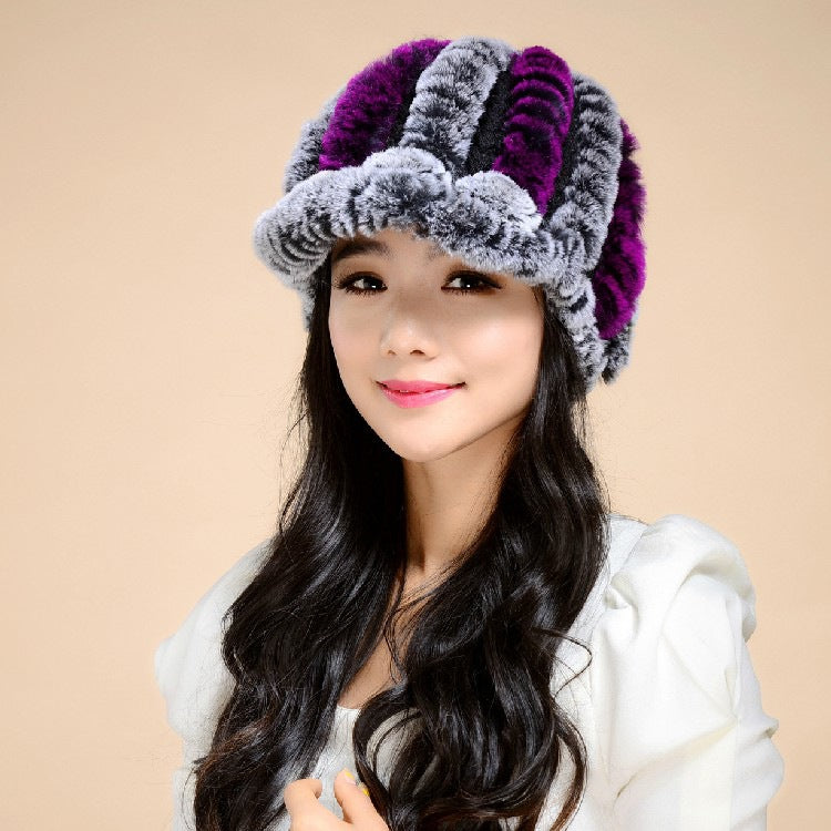 Winter Warm Rex Rabbit Fur Hats for Women