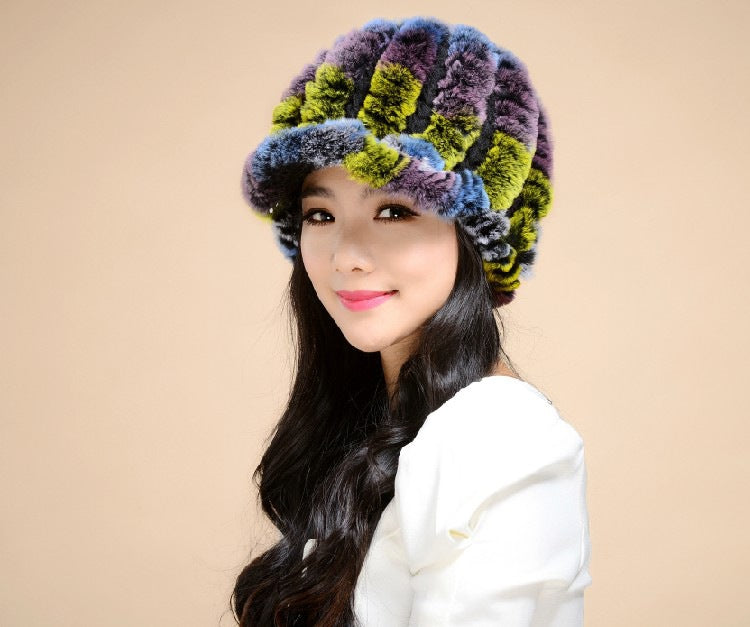 Winter Warm Rex Rabbit Fur Hats for Women