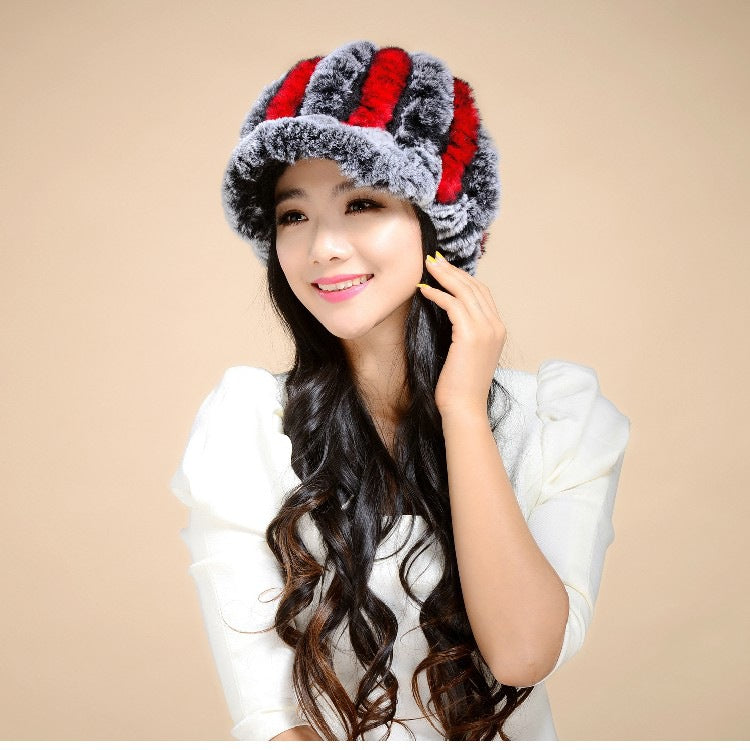 Winter Warm Rex Rabbit Fur Hats for Women