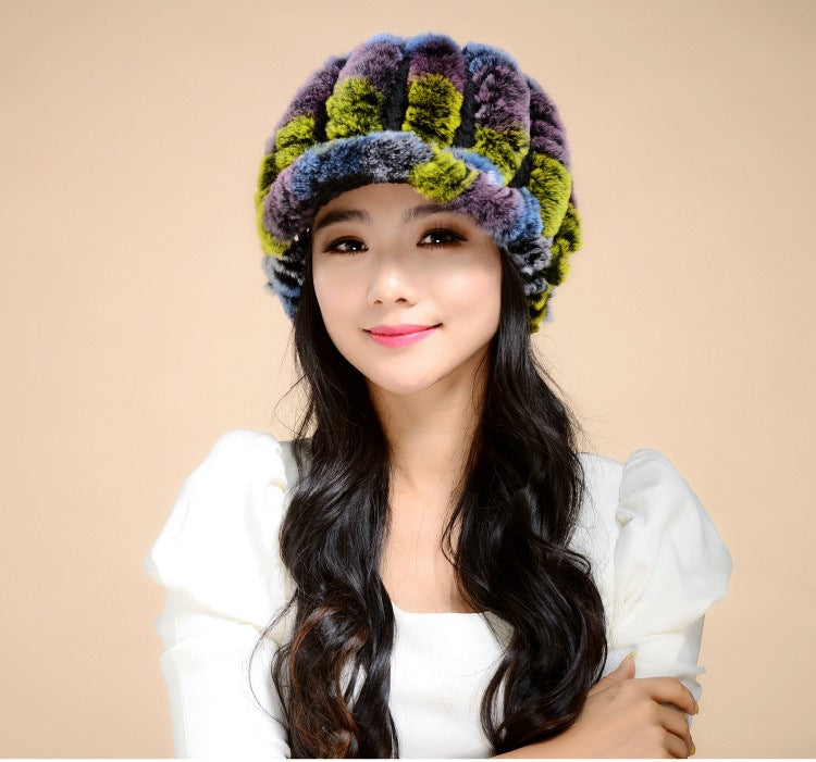 Winter Warm Rex Rabbit Fur Hats for Women