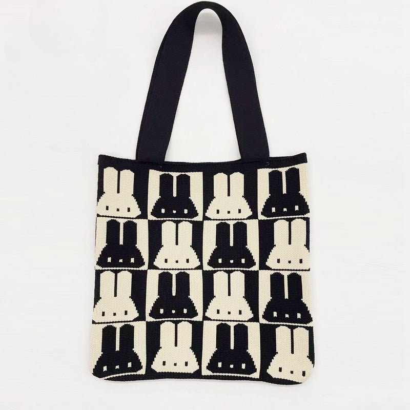 Cartoon Rabbit Design Knitted Shoulder Bags