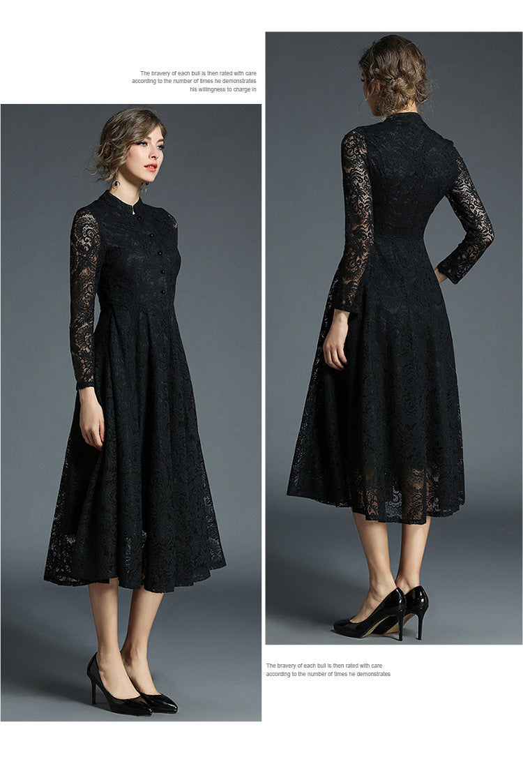 Vintage Midi Length Lace Dresses for Women