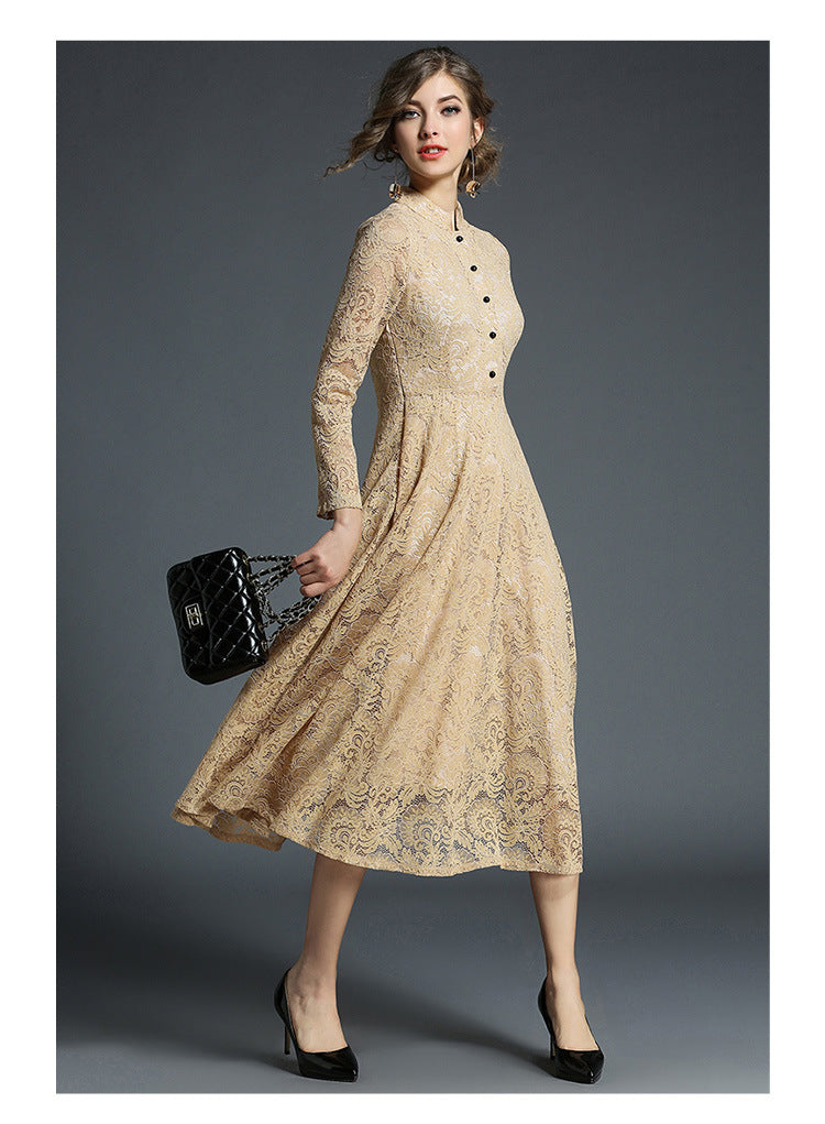 Vintage Midi Length Lace Dresses for Women