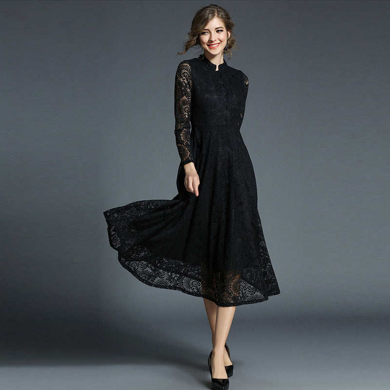 Vintage Midi Length Lace Dresses for Women