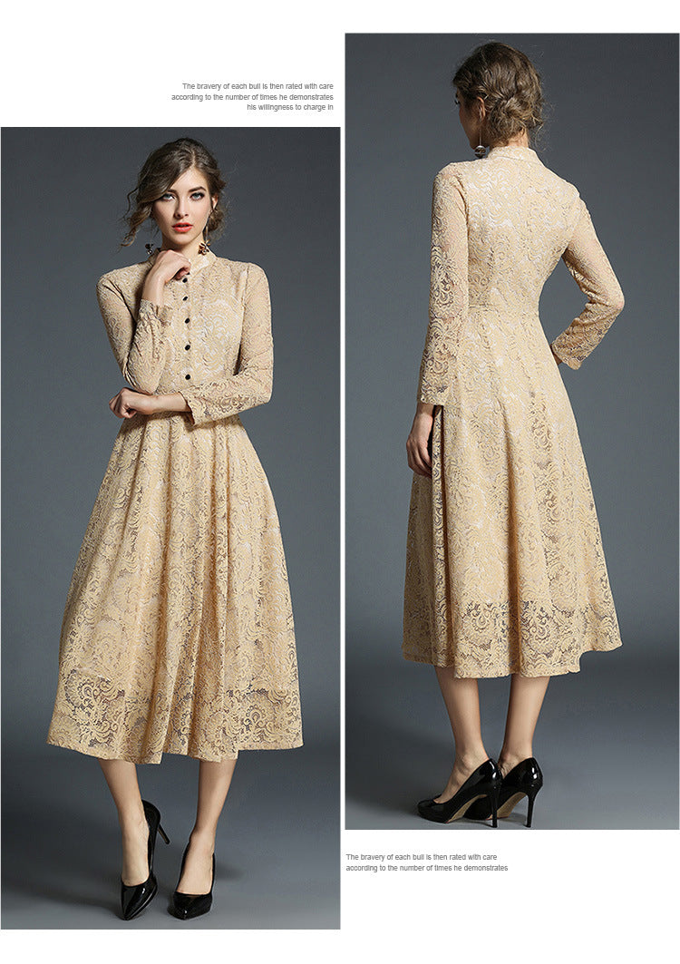 Vintage Midi Length Lace Dresses for Women