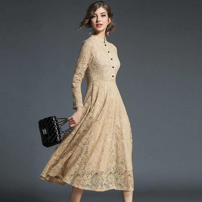 Vintage Midi Length Lace Dresses for Women