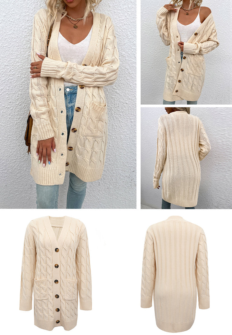 Casual Twist Design Long Cardigan Sweaters for Women