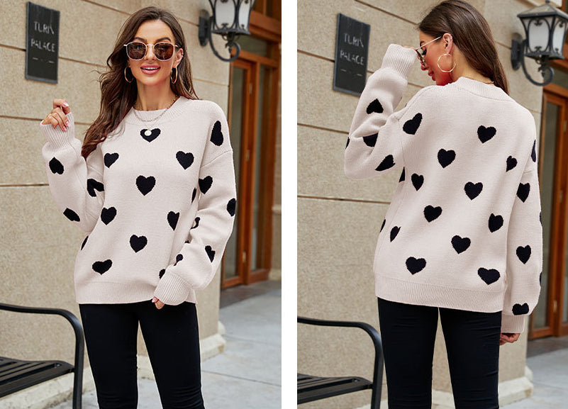 Casual Sweetheart Design Pullover Knitted Sweaters