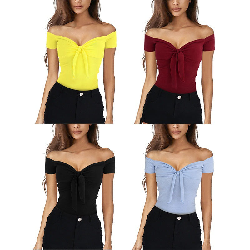 Sexy V Neck Sheath Short Sleeves T Shirts