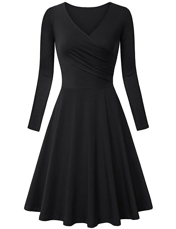 Elegant V Neck Long Sleeves Dresses