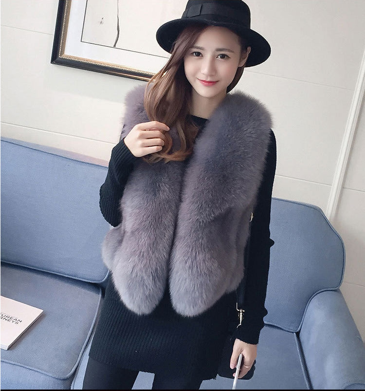 Fashion Women Artificial Fox Fur Sleeveless Vest