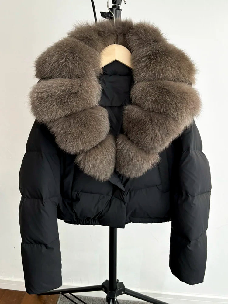 Women Fur Collar  Winter Women Puffer Jacket Duck Down Jackets Coats