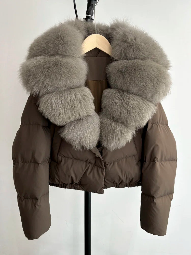 Women Fur Collar  Winter Women Puffer Jacket Duck Down Jackets Coats