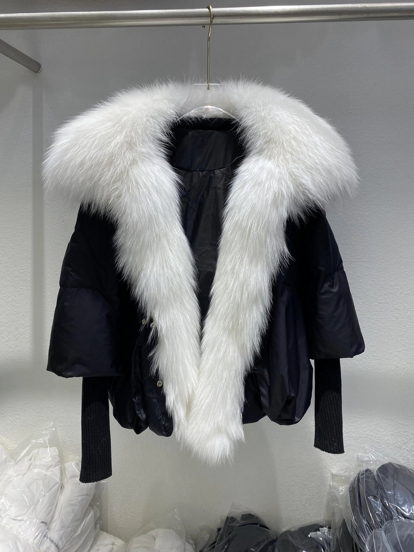 Fashion Winter Fox Fur Collar Women Warm Short Jacket Outerwear