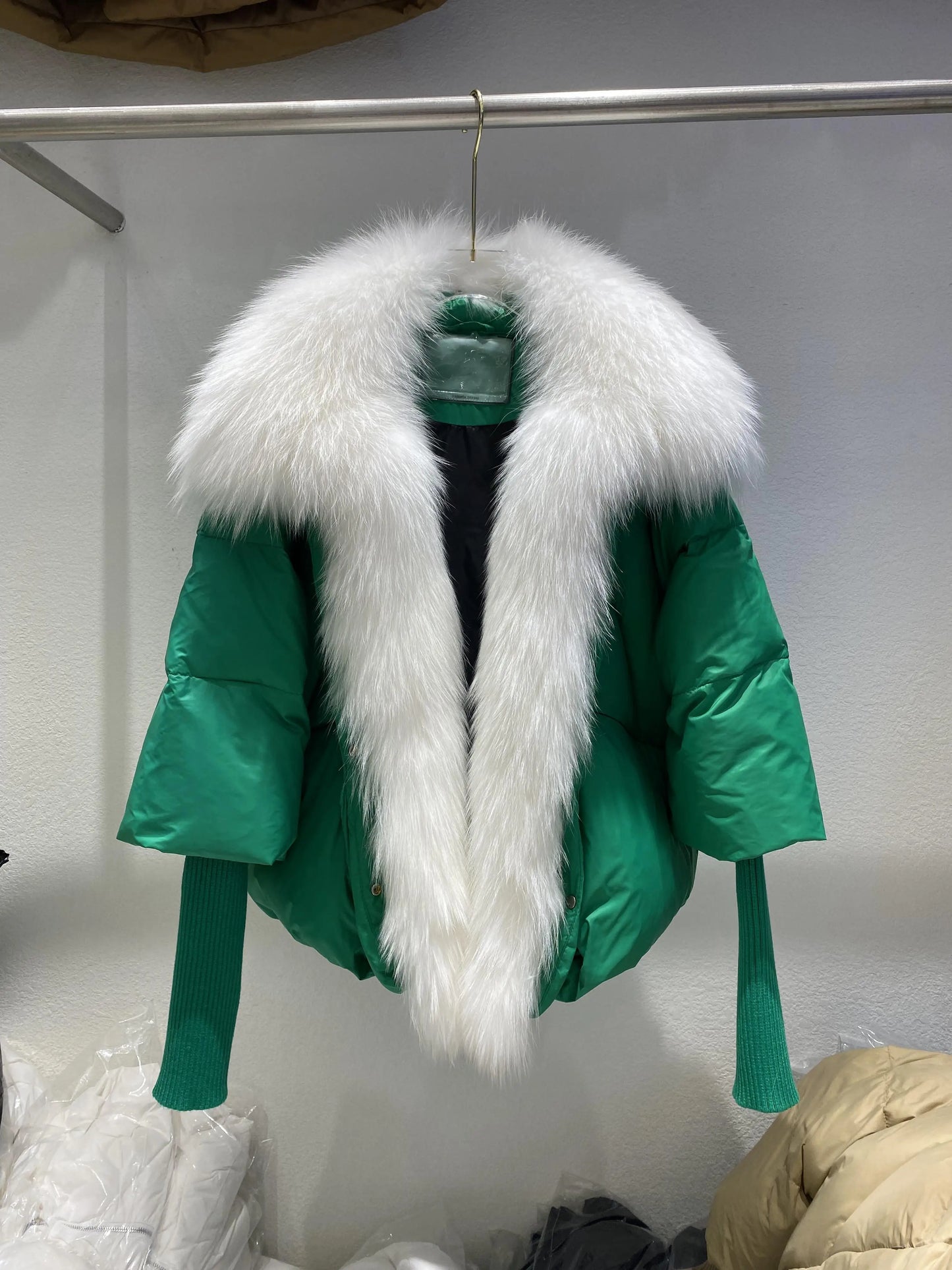 Fashion Winter Fox Fur Collar Women Warm Short Jacket Outerwear