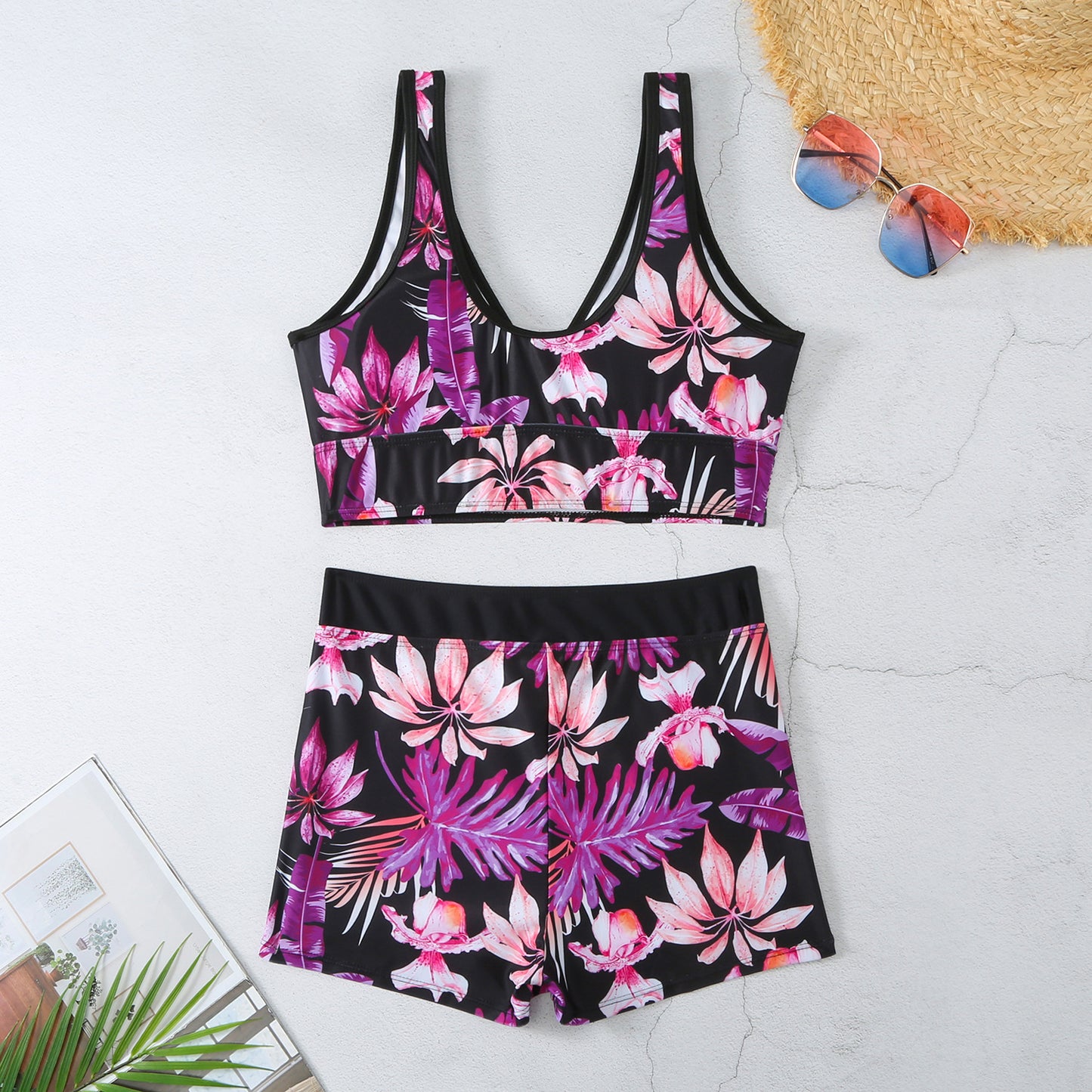 Sexy Floral Print  Summer Boxer Swimsuits