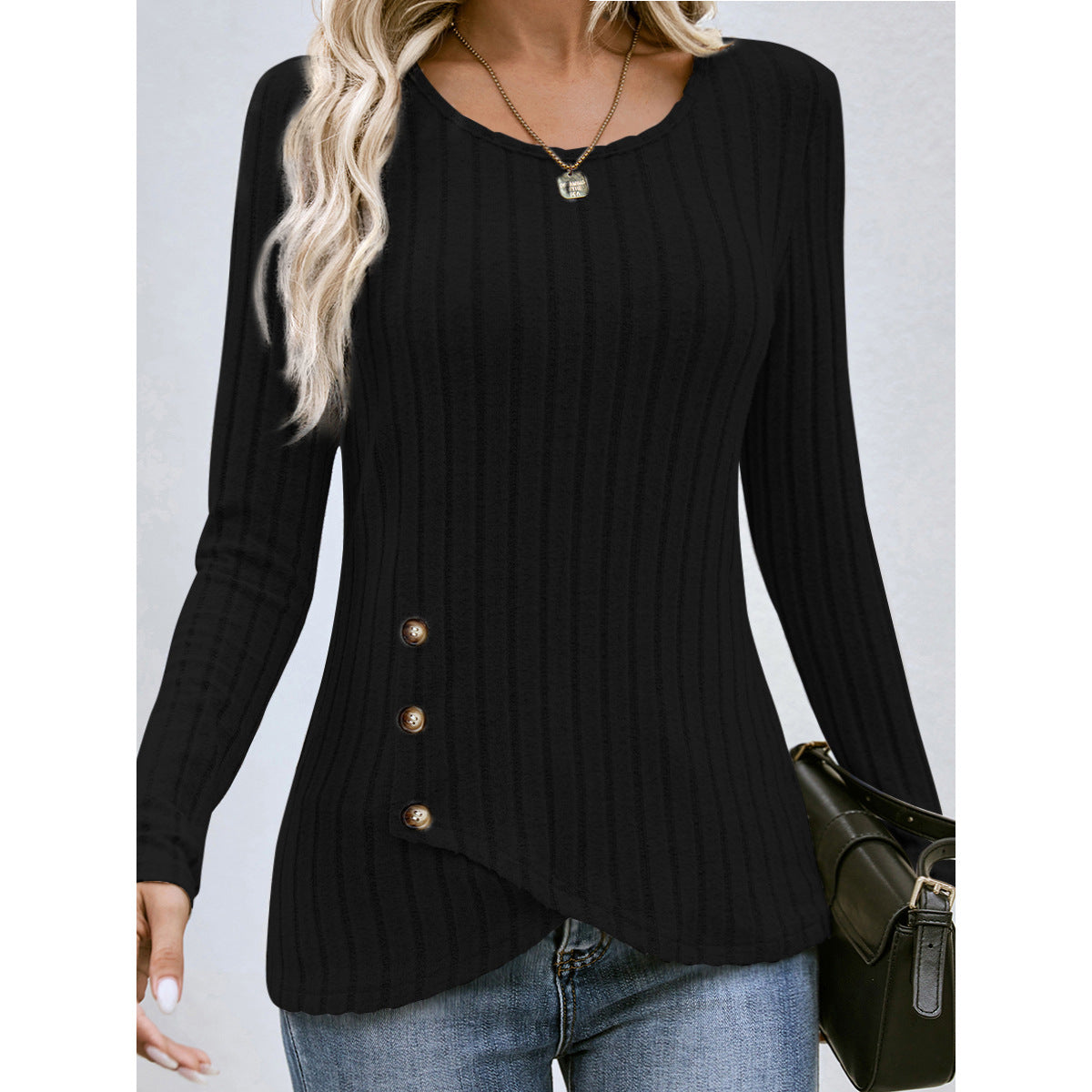 Fashion Round Neck Autumn Long Sleeves Shirts