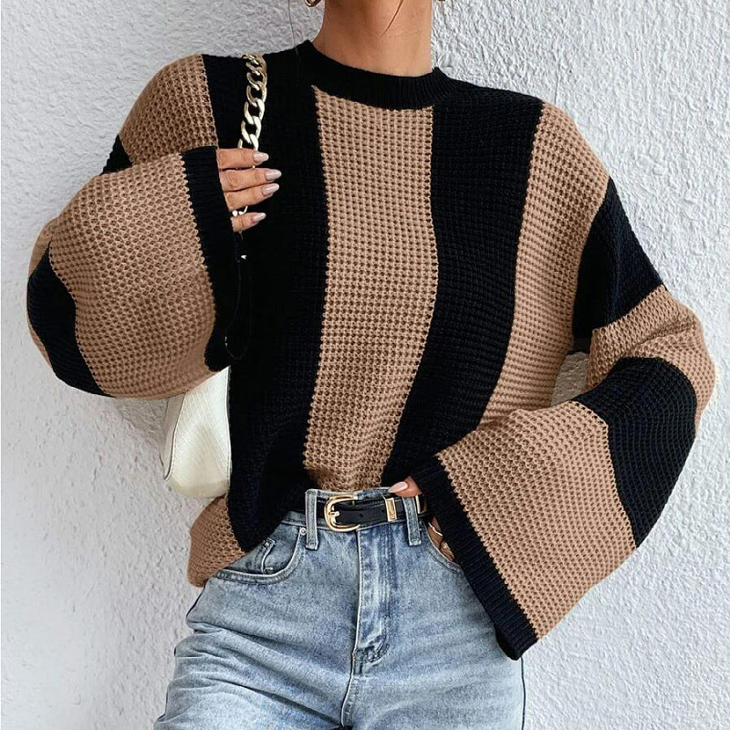 Designed Striped Knitted Sweaters