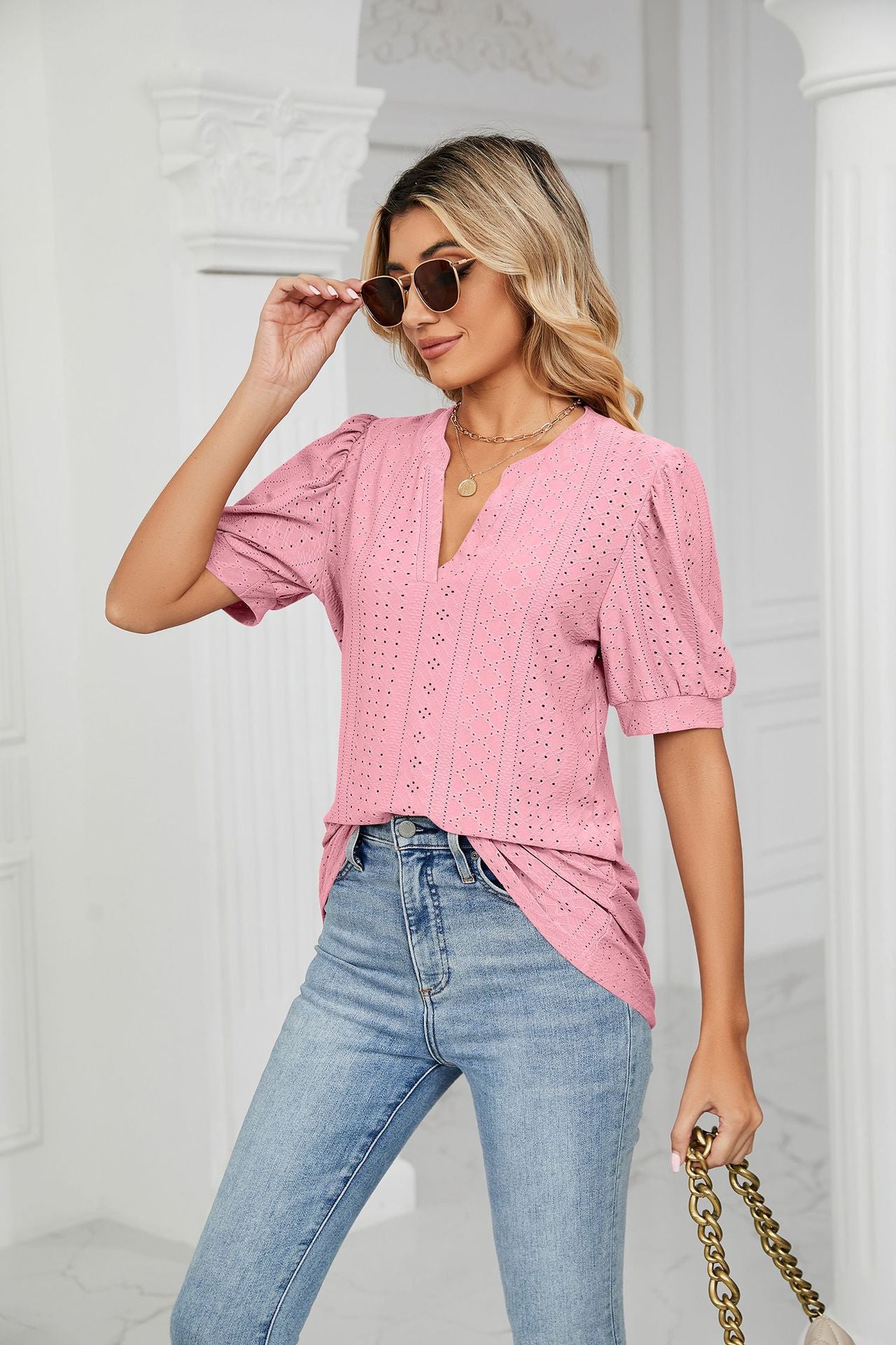 Summer Casual V Neck T Shirts for Women