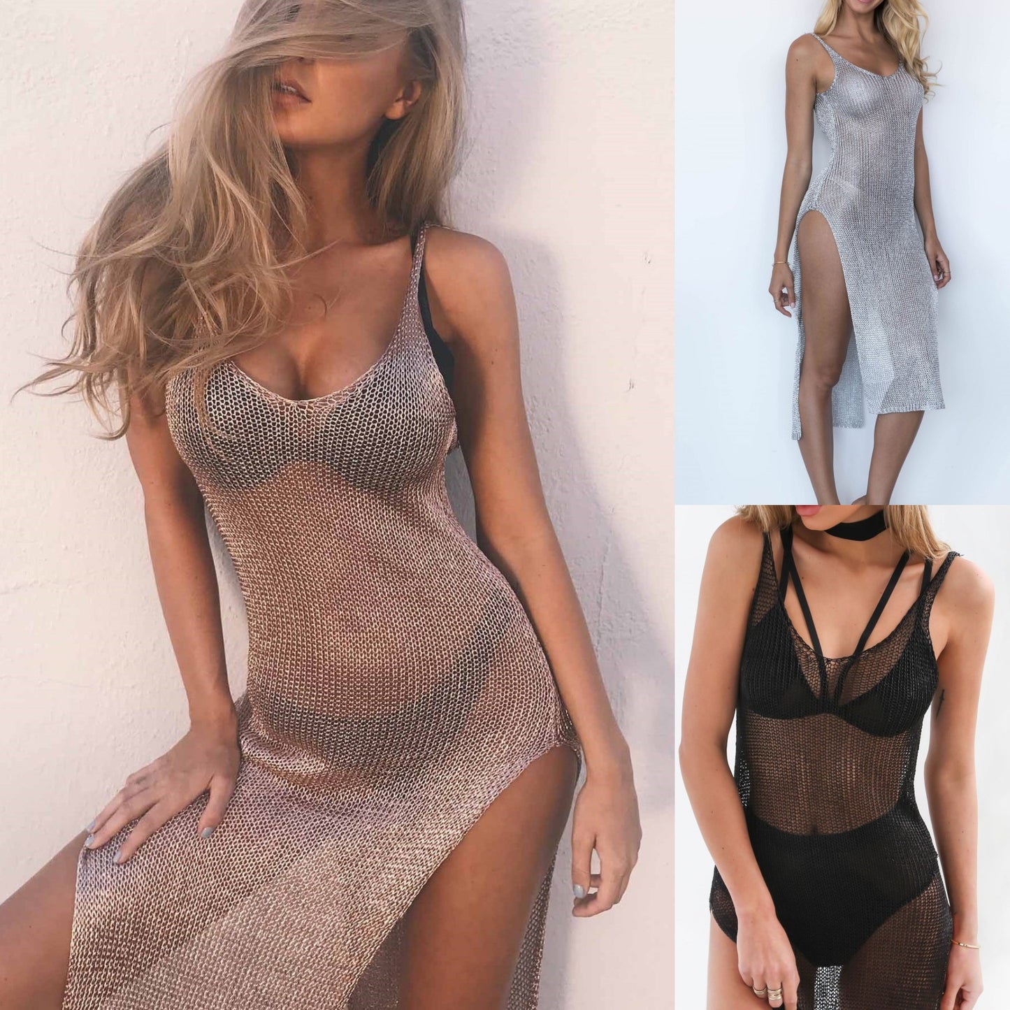 Sexy See Through Net Sleeveless Bikini Dresses