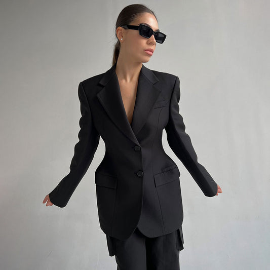 Designed Luxury Black Women Blazer Coats