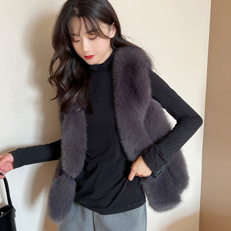 Winter Man Made Fox Fur Short Top Vest for Women