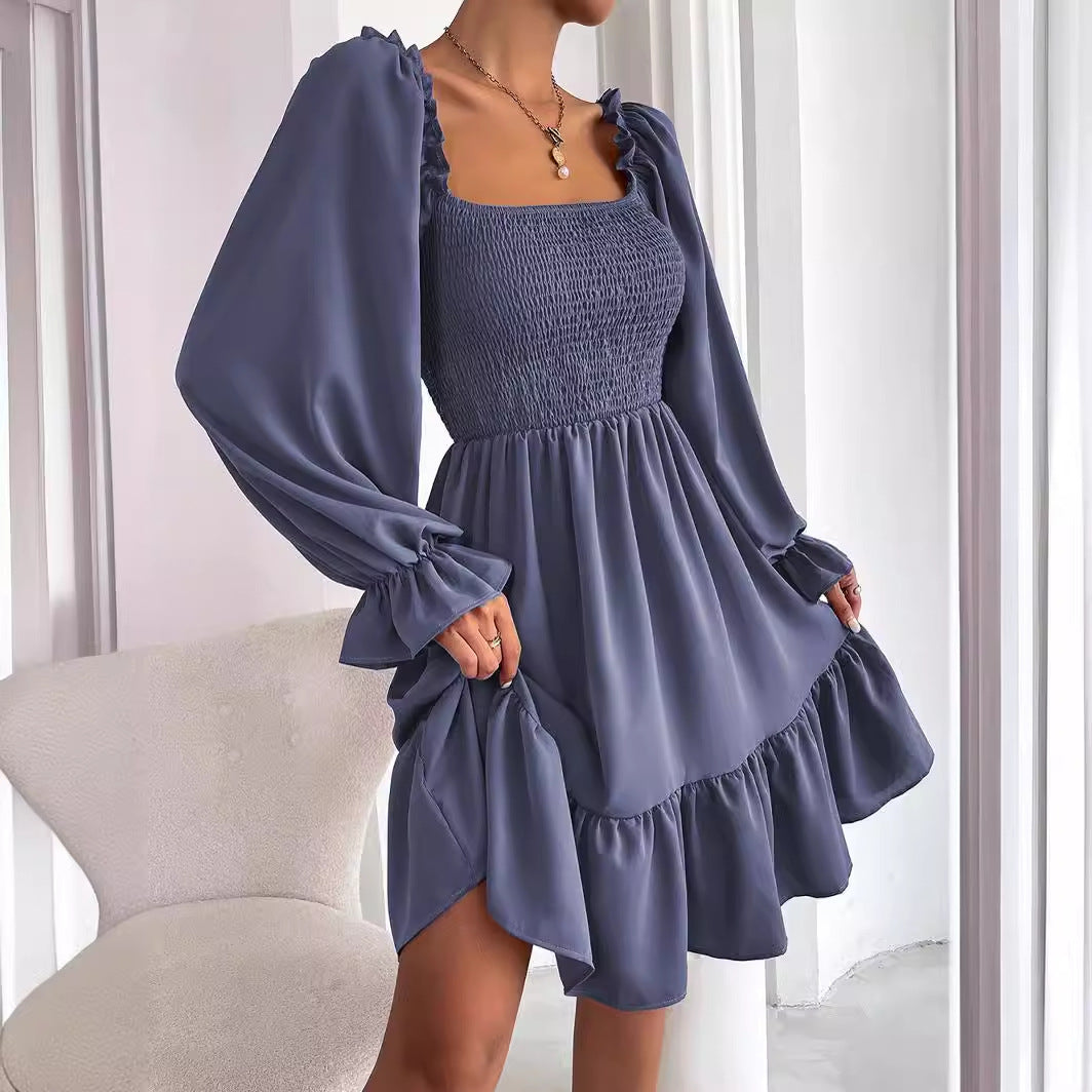 Casual Square Neckline High Waist Women Dresses