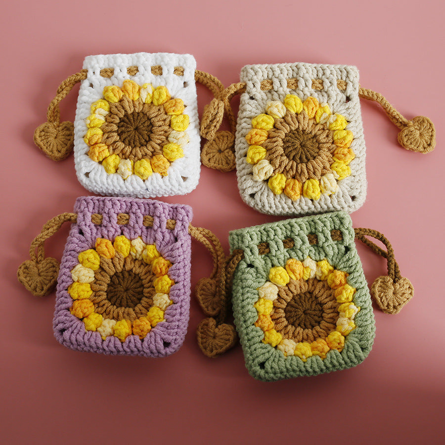 Sweet Crochet Sunflower Handwoven Mini Bundle Change Bag