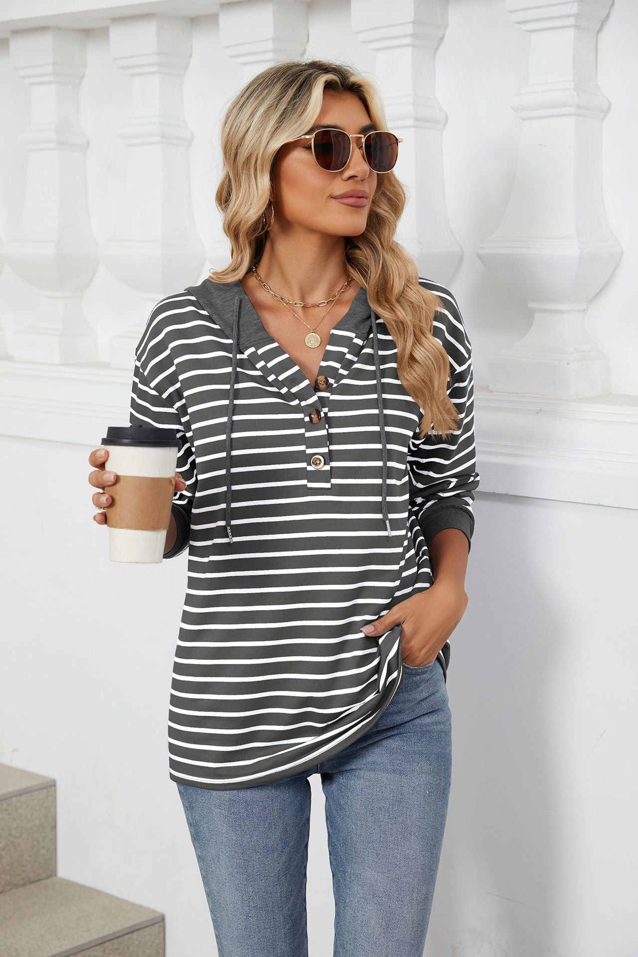 Casual Striped Long Sleeves Hoodies