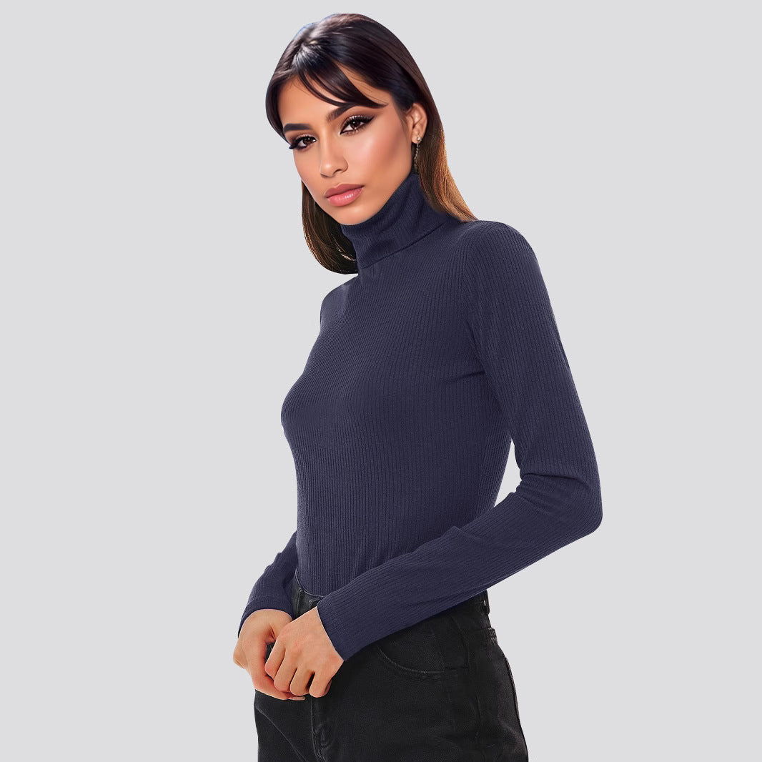 Sexy High Neck Long Sleeves Knitted Women Jumpsuits