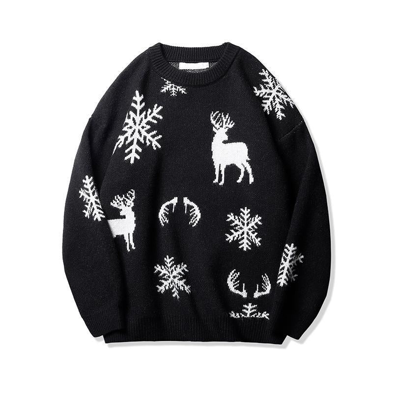 Merry Christmas Elk Print Knitted Pullover Sweaters