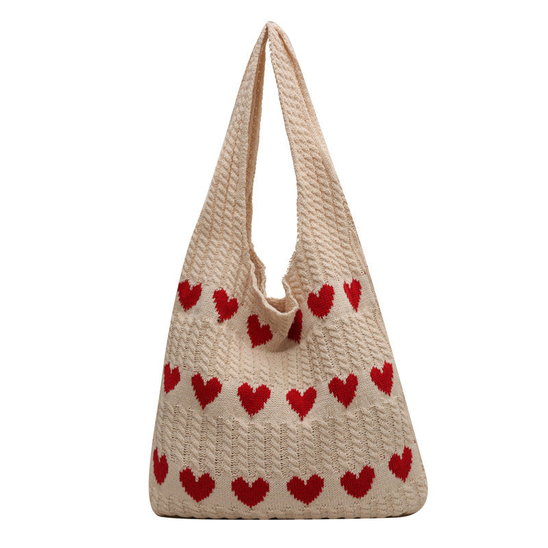 Casual Summer Knitted Wave Sweetheart Shoulder Bags