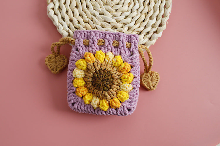 Sweet Crochet Sunflower Handwoven Mini Bundle Change Bag